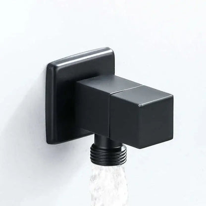 Black matte stainless steel brus gold corner valve bathroom faucet with square shape and threaded spout by decorbites brus gold
