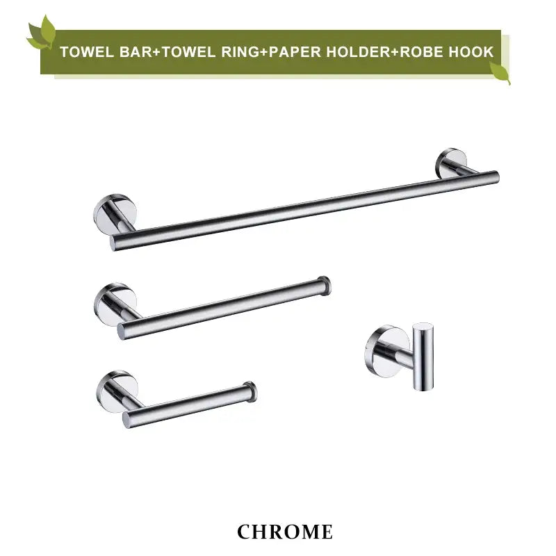 Chrome finished bathroom hardware set including towel bar towel ring paper holder and robe hook for decorbites brushed gold bathroom decor