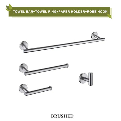 Brushed gold bathroom accessories set by decorbites with towel bar ring paper holder and robe hook in brushed stainless steel