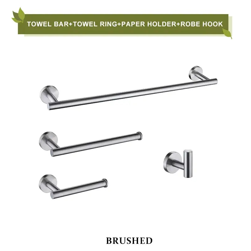Brushed gold bathroom accessories set by decorbites with towel bar ring paper holder and robe hook in brushed stainless steel