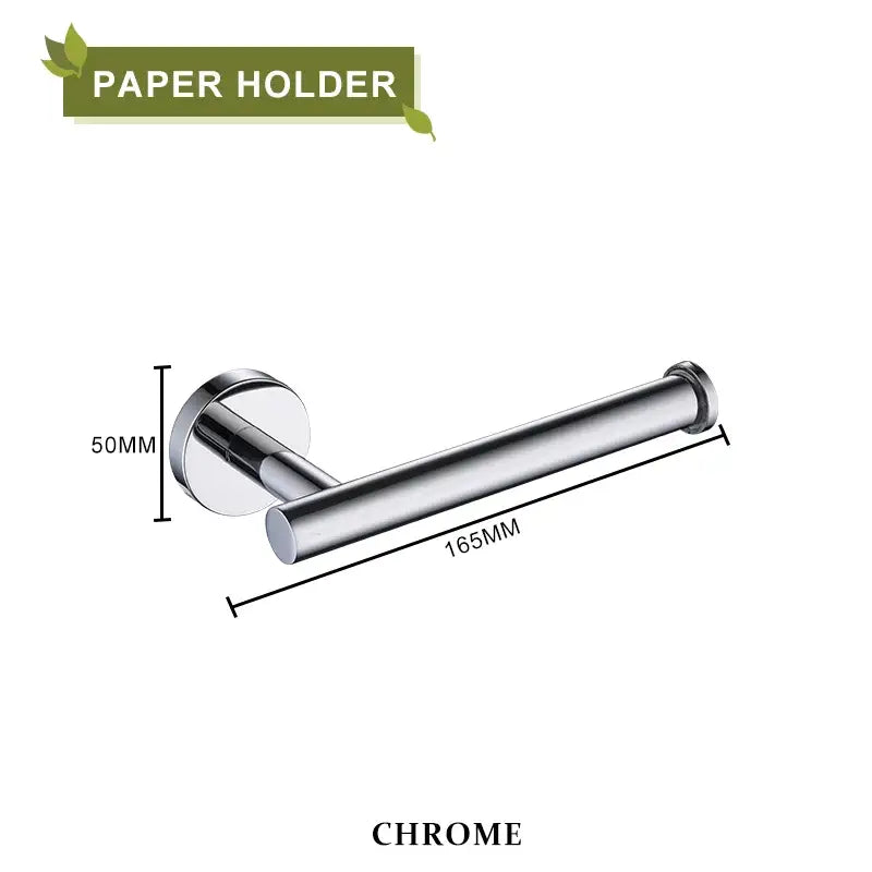 Chrome finished metal paper holder with sleek cylindrical design and circular base from decorbites brushed gold bathroom set