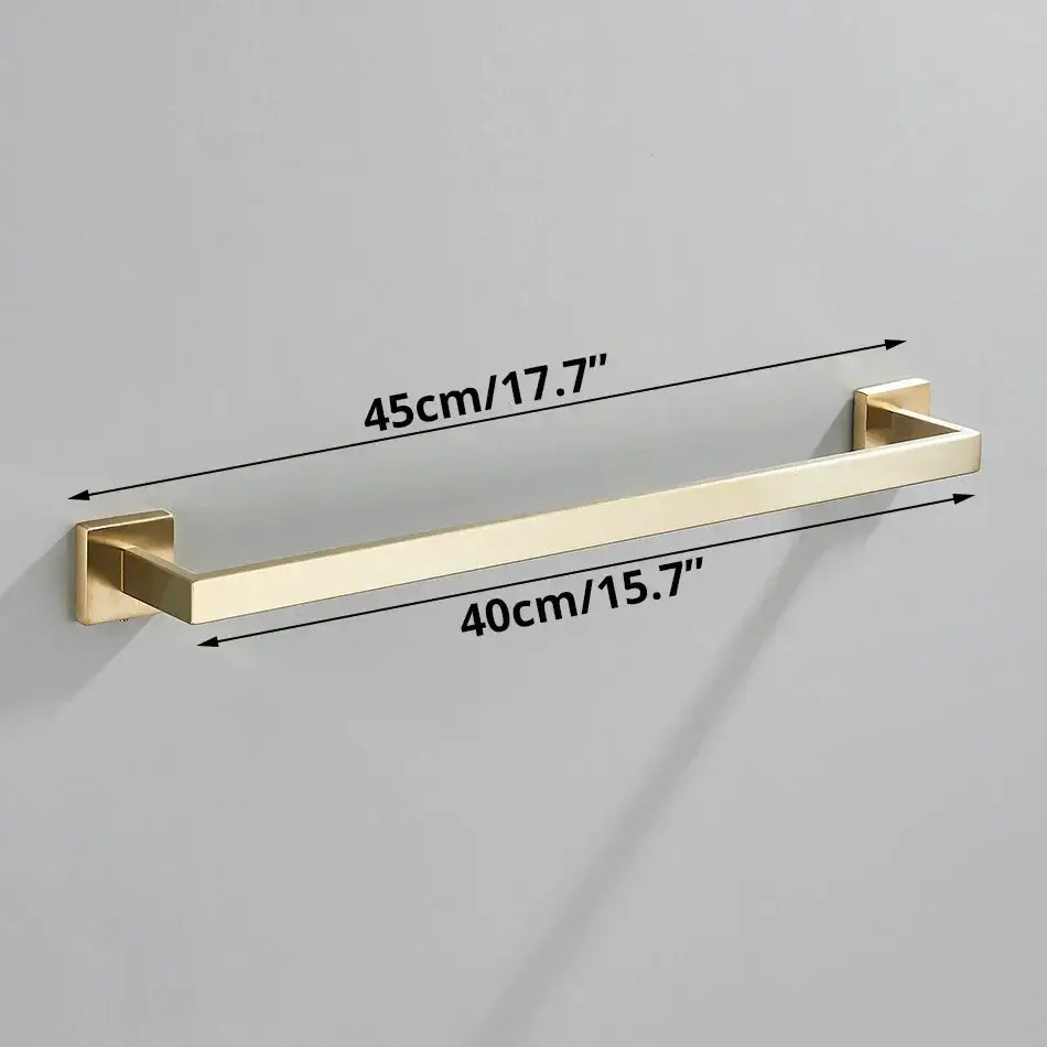 Brushed gold bathroom towel rack set with rectangular bars, sleek metallic finish, and square wall-mounted brackets by decorbites