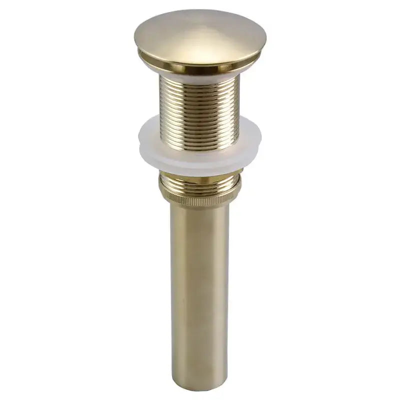 Brushed gold pop-up drain stopper 2-pack with sleek cylindrical design and threaded body for bathroom sink drains