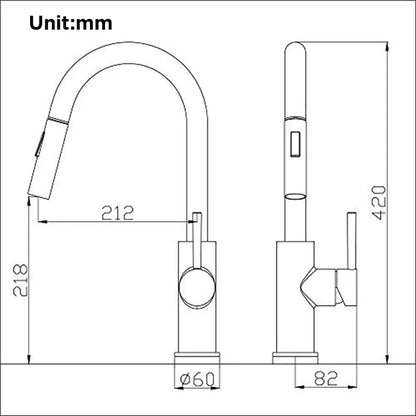 Brushed gold smart touch kitchen faucet with sleek metallic finish and integrated pull-down spray head in dual modes