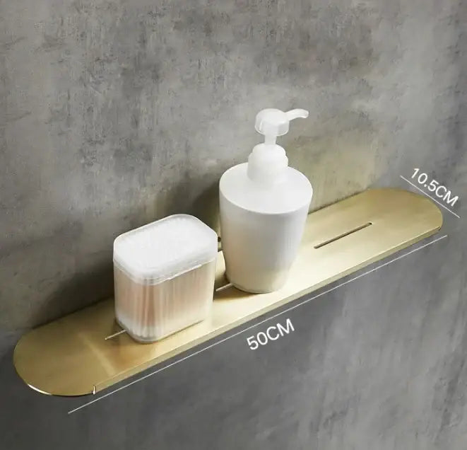 Brushed gold stainless steel bathroom storage rack with mirror front and sleek modern design for bathroom storage