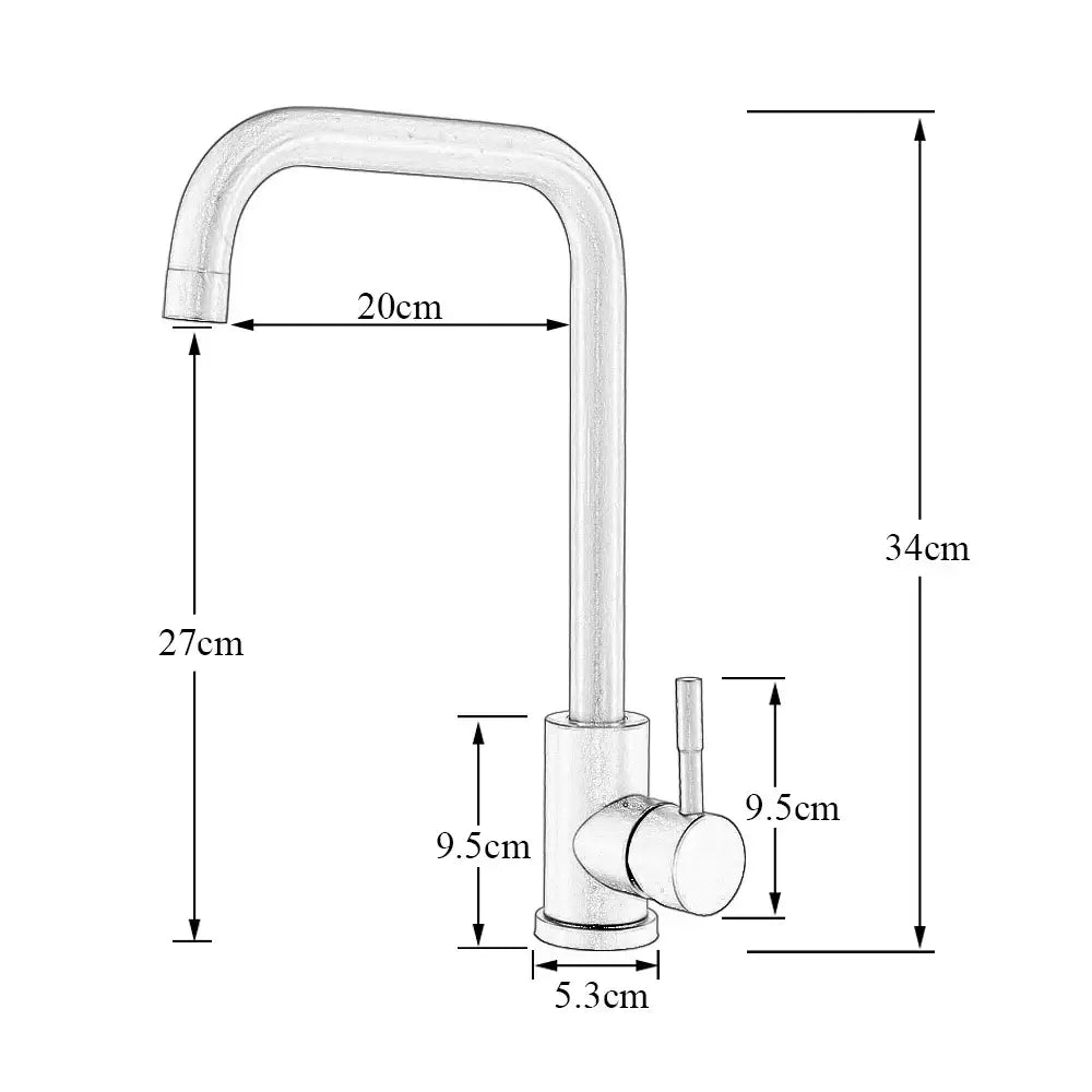 Brushed nickel kitchen faucet by decorbites with a modern chrome finish, curved swivel spout, and single lever handle