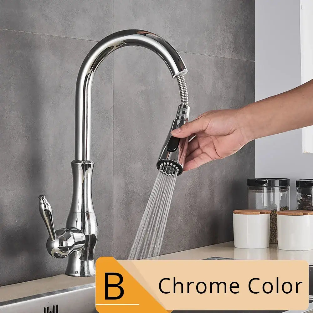Brushed nickel kitchen faucet with pull down sprayer and sleek chrome finished curved spout by decorbites brushed nickel