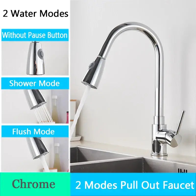 Brushed nickel kitchen faucet with sleek arched spray head and dual spray modes by decorbites brushed nickel