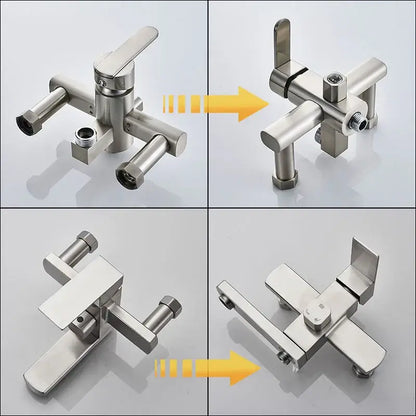 Modern brushed nickel rain shower system faucet with dual handles in brushed nickel for bathroom decorbites collection