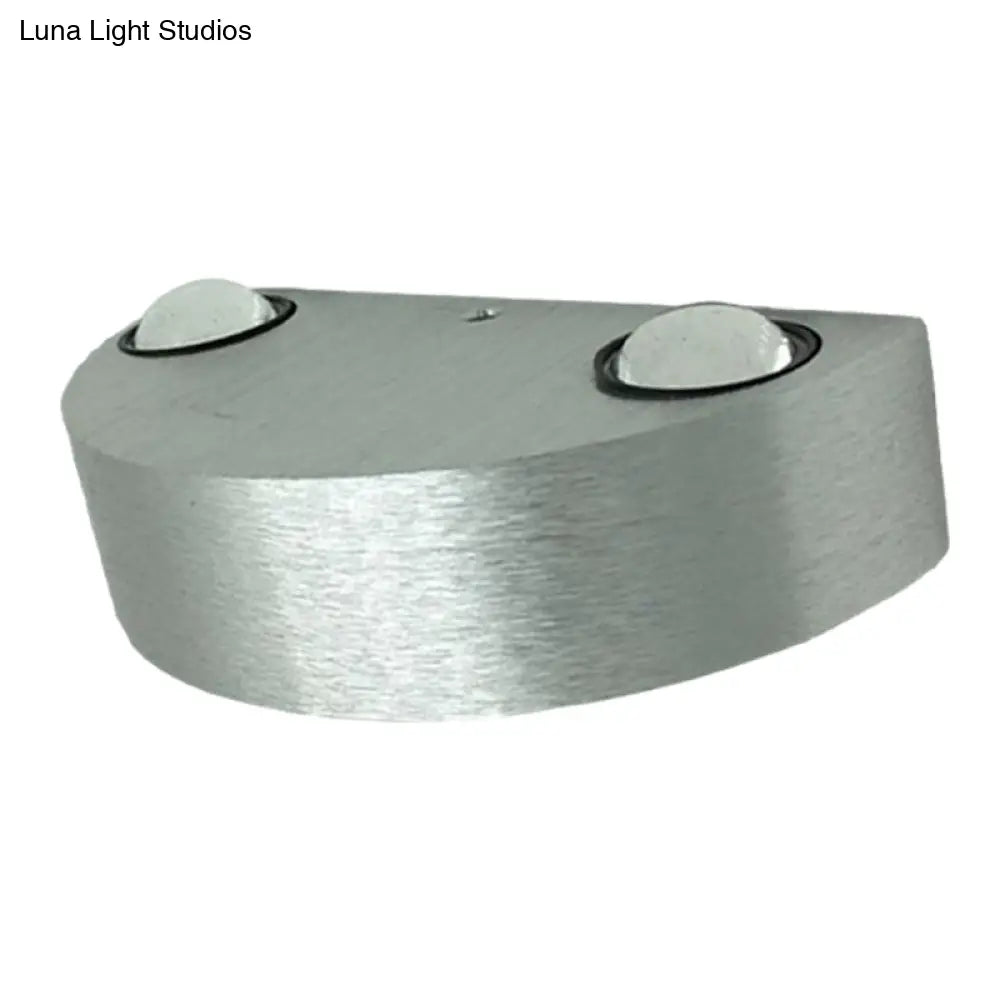 DecorBites™ Brushed Silver LED Flush Mount Wall Light - Modern Metallic Semicircle Sconce with Blue/Red/Green Light