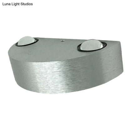 DecorBites™ Brushed Silver LED Flush Mount Wall Light - Modern Metallic Semicircle Sconce with Blue/Red/Green Light