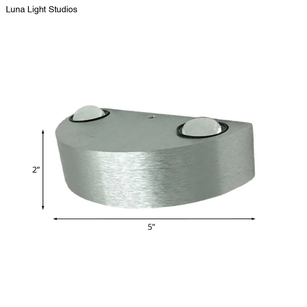 DecorBites™ Brushed Silver LED Flush Mount Wall Light - Modern Metallic Semicircle Sconce with Blue/Red/Green Light