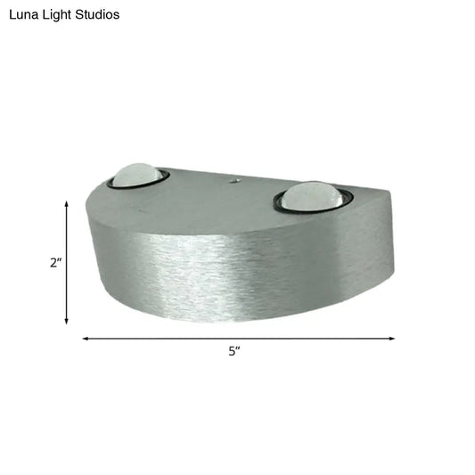 DecorBites™ Brushed Silver LED Flush Mount Wall Light - Modern Metallic Semicircle Sconce with Blue/Red/Green Light
