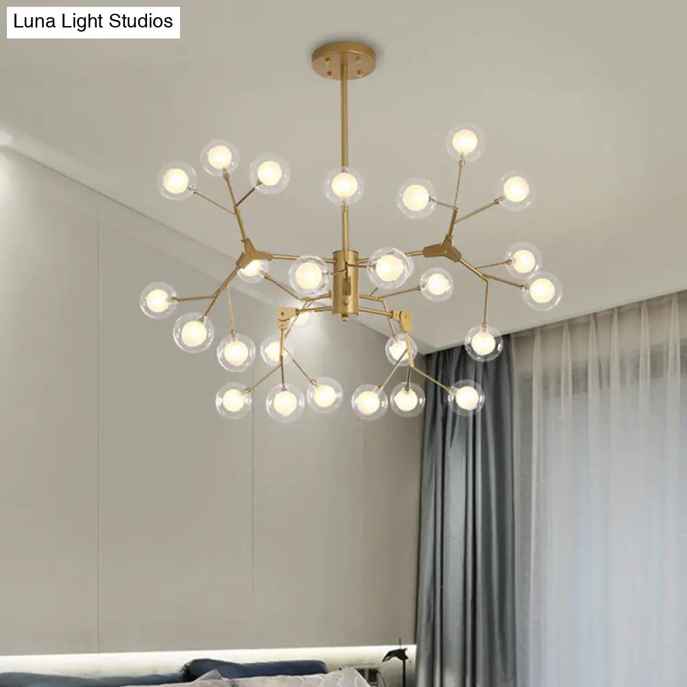 Bubble Ball Chandelier - Minimalist Double-Layer Glass White LED Pendant Light