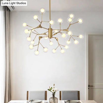 Bubble Ball Chandelier - Minimalist Double-Layer Glass White LED Pendant Light