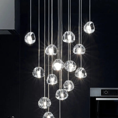 Bubble Glass Mini Pendant Light - Modern Nordic Design, LED Round Stair Hanging Lamp