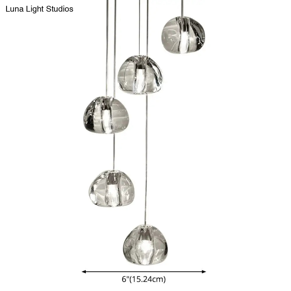 Bubble Glass Mini Pendant Light - Modern Nordic Design, LED Round Stair Hanging Lamp