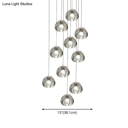 Bubble Glass Mini Pendant Light - Modern Nordic Design, LED Round Stair Hanging Lamp