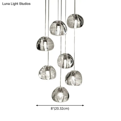 Bubble Glass Mini Pendant Light - Modern Nordic Design, LED Round Stair Hanging Lamp