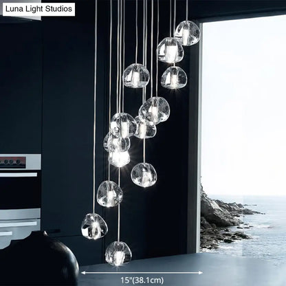 Bubble Glass Mini Pendant Light - Modern Nordic Design, LED Round Stair Hanging Lamp