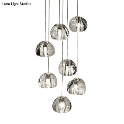 Bubble Glass Mini Pendant Light - Modern Nordic Design, LED Round Stair Hanging Lamp