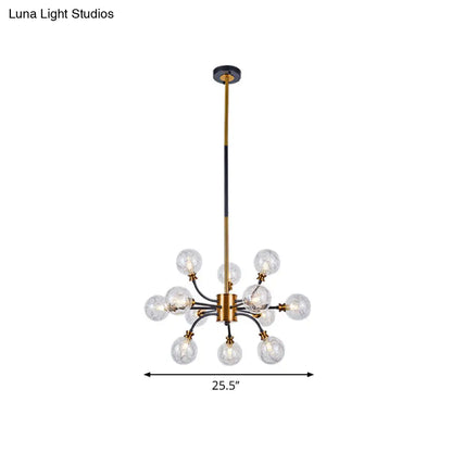 DecorBites™ Bubble Suspended Lighting: Contemporary Glass Chandelier with 12/16-Lights and Elegant Curvy Arm in Black and Gold
