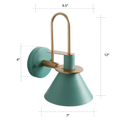 Bugle-Shaped Macaron Wall Light with Metal Shade for Bedroom