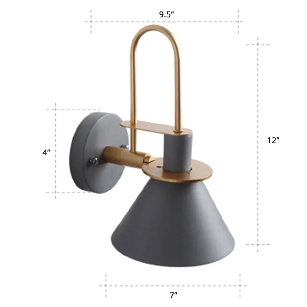 Bugle-Shaped Macaron Wall Light with Metal Shade for Bedroom