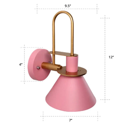 Bugle-Shaped Macaron Wall Light with Metal Shade for Bedroom