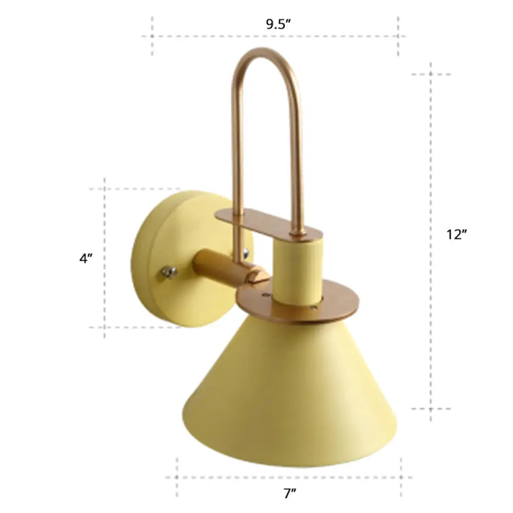 Bugle-Shaped Macaron Wall Light with Metal Shade for Bedroom