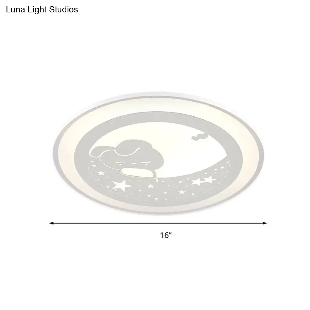 DecorBites™ Bunny Moon LED Ceiling Lamp for Kindergarten with Animal Ceiling Mount Light in White