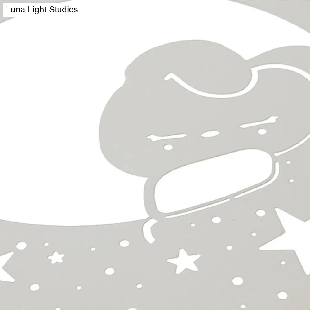 DecorBites™ Bunny Moon LED Ceiling Lamp for Kindergarten with Animal Ceiling Mount Light in White