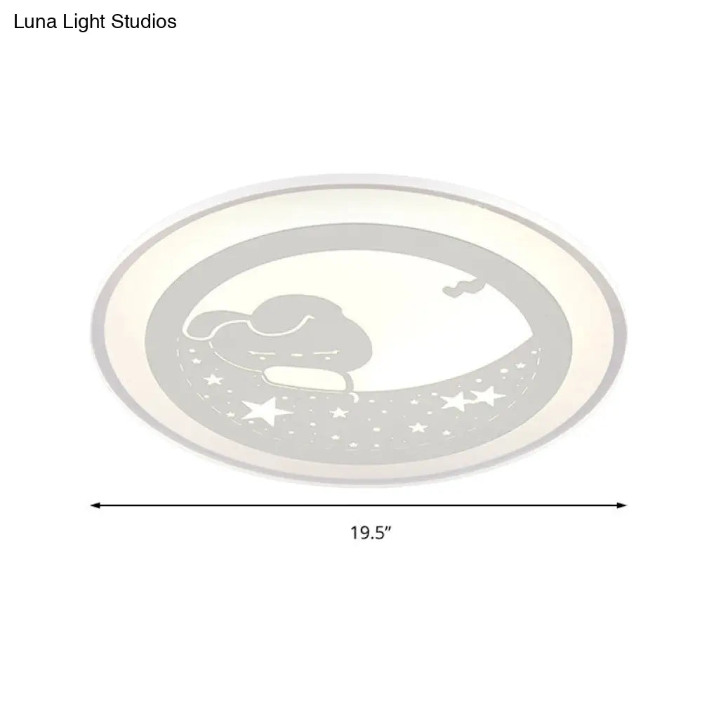 DecorBites™ Bunny Moon LED Ceiling Lamp for Kindergarten with Animal Ceiling Mount Light in White