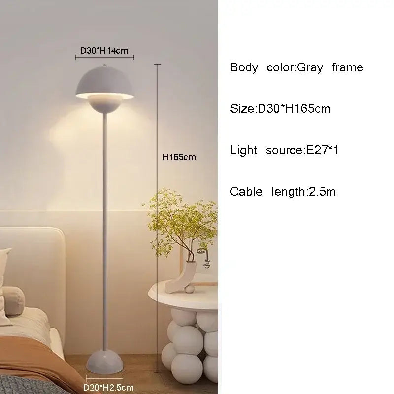 Gray dome floor lamp with sleek modern design and e27 bulb for burgundy bud floor lamp flower shade bedroom decorbites bud floor