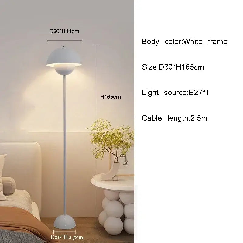 Burgundy bud floor lamp with white dome-shaped flower shade and e27 bulb for elegant bedroom decorbites bud floor lighting
