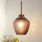 Burgundy Glass Strawberry Pendant Ceiling Fixture in Brass - Contemporary 1-Light Hang