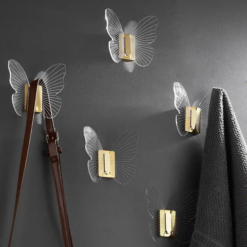 Clear butterfly acrylic towel hook with gold metal clasps decorbites butterfly acrylic wall mount holder for bathroom decor