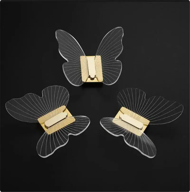 Three transparent butterfly acrylic towel hooks with gold-toned metal bases for bathroom wall mount decorbites butterfly acrylic
