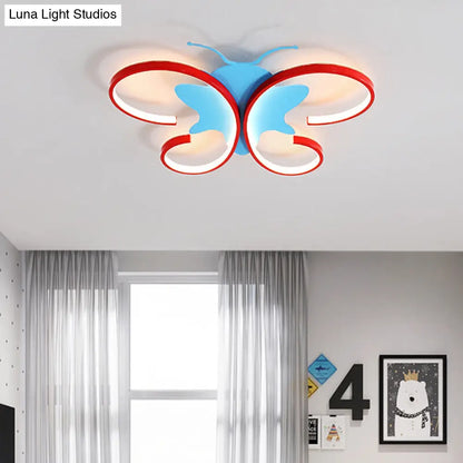 DecorBites™ Butterfly Aluminum LED Flush Pendant Light for Kids, Blue/Red Ceiling Light with Warm/White Glow