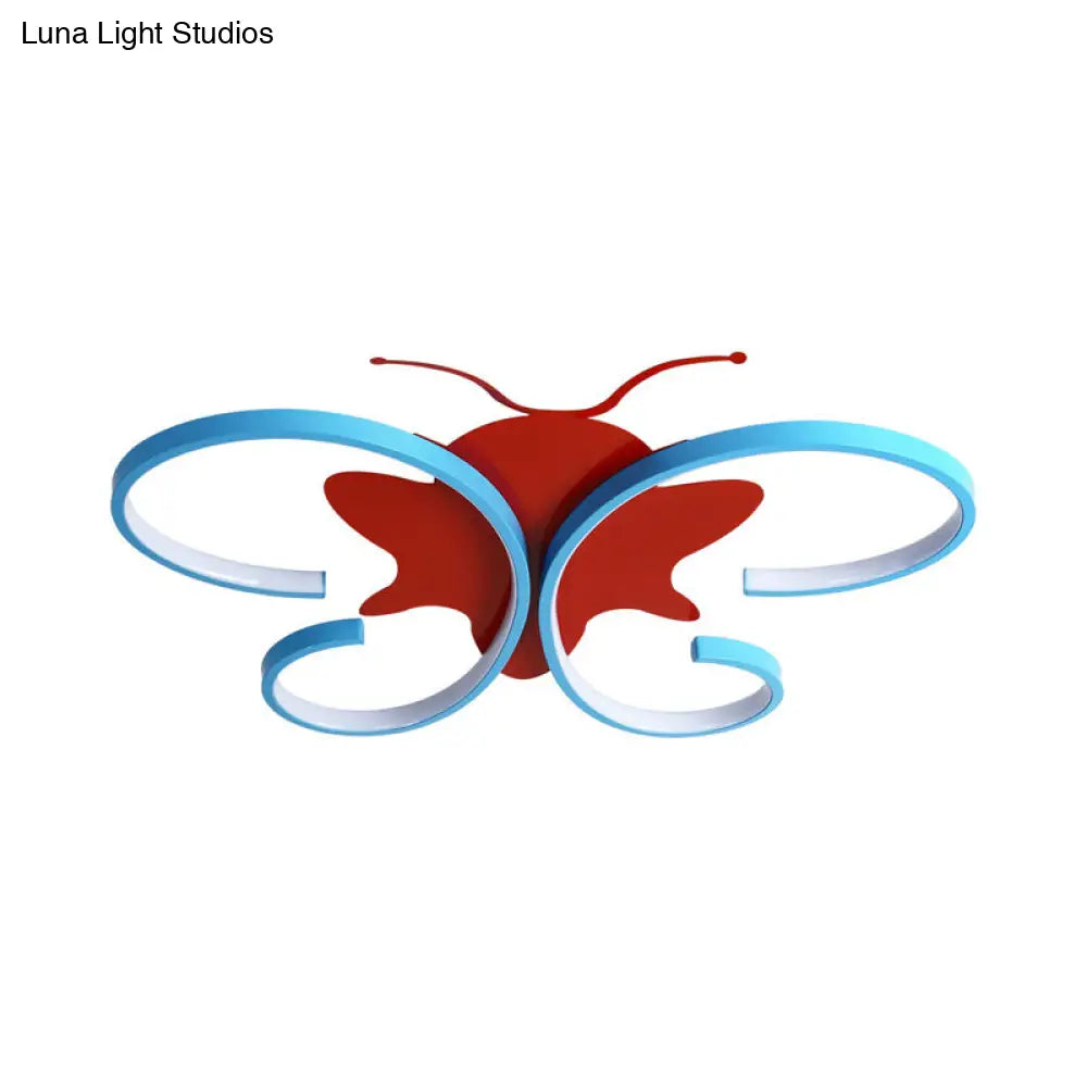 DecorBites™ Butterfly Aluminum LED Flush Pendant Light for Kids, Blue/Red Ceiling Light with Warm/White Glow