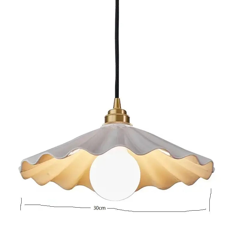 Butterfly ceramic led pendant lamp with a 30cm amber scalloped glass shade for elegant bedroom decorbites butterfly ceramic lighting