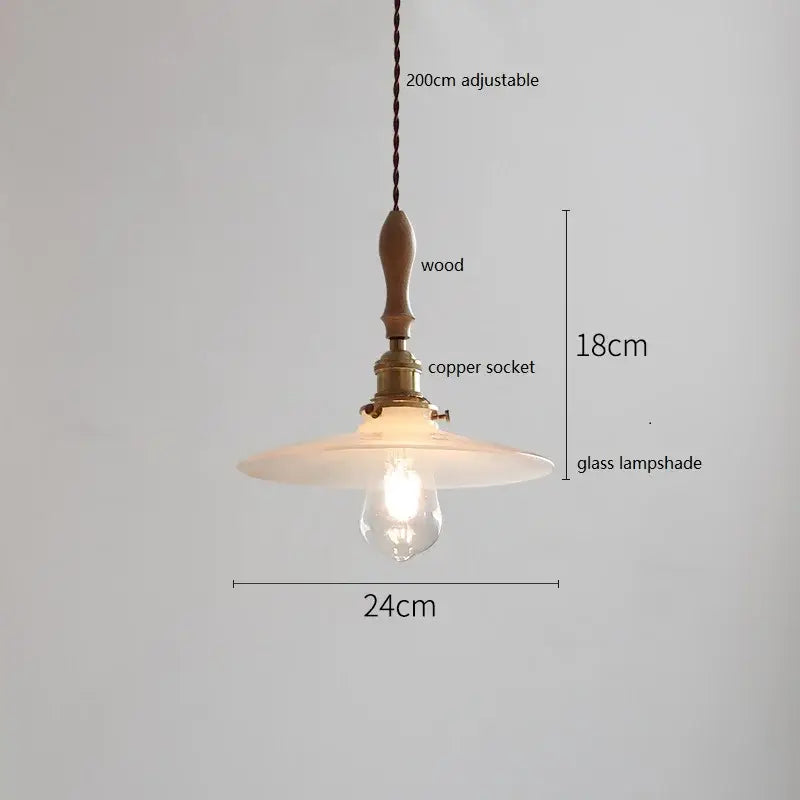 A warm-toned butterfly ceramic led pendant lamp with wooden handle brass copper socket and white fluted glass lampshade