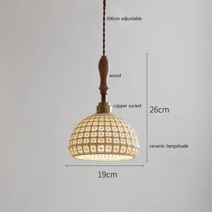 Butterfly ceramic led pendant lamp with warm-toned woven rattan ceramic shade and wooden handle for bedroom decorbites butterfly ceramic