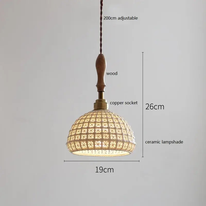 Butterfly ceramic led pendant lamp with warm-toned woven rattan ceramic shade and wooden handle for bedroom decorbites butterfly ceramic