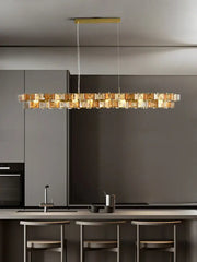 Gold-toned rectangular butterfly glass chandelier with faceted glass cubes by decorbites butterfly for dining room decor