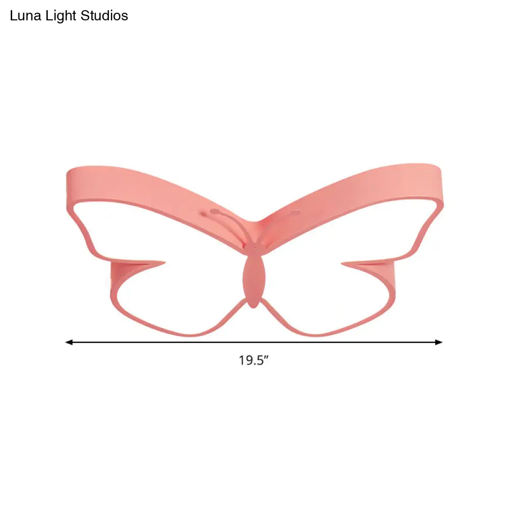 DecorBites™ Butterfly LED Flush Mount Lamp in Warm/White Light, 19.5"/23.5" Width - White/Pink/Blue Cartoon Acrylic Design
