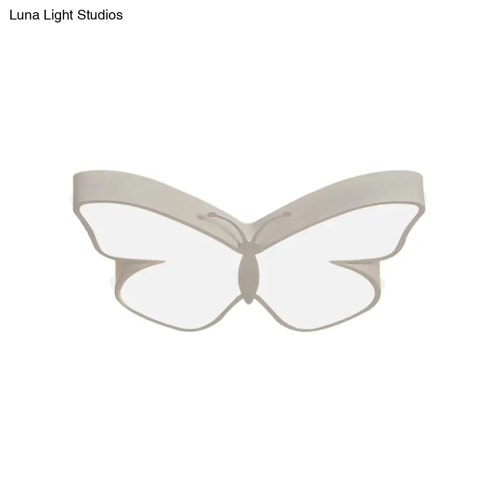 DecorBites™ Butterfly LED Flush Mount Lamp in Warm/White Light, 19.5"/23.5" Width - White/Pink/Blue Cartoon Acrylic Design