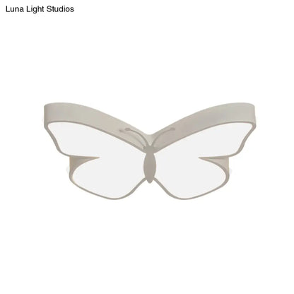 DecorBites™ Butterfly LED Flush Mount Lamp in Warm/White Light, 19.5"/23.5" Width - White/Pink/Blue Cartoon Acrylic Design