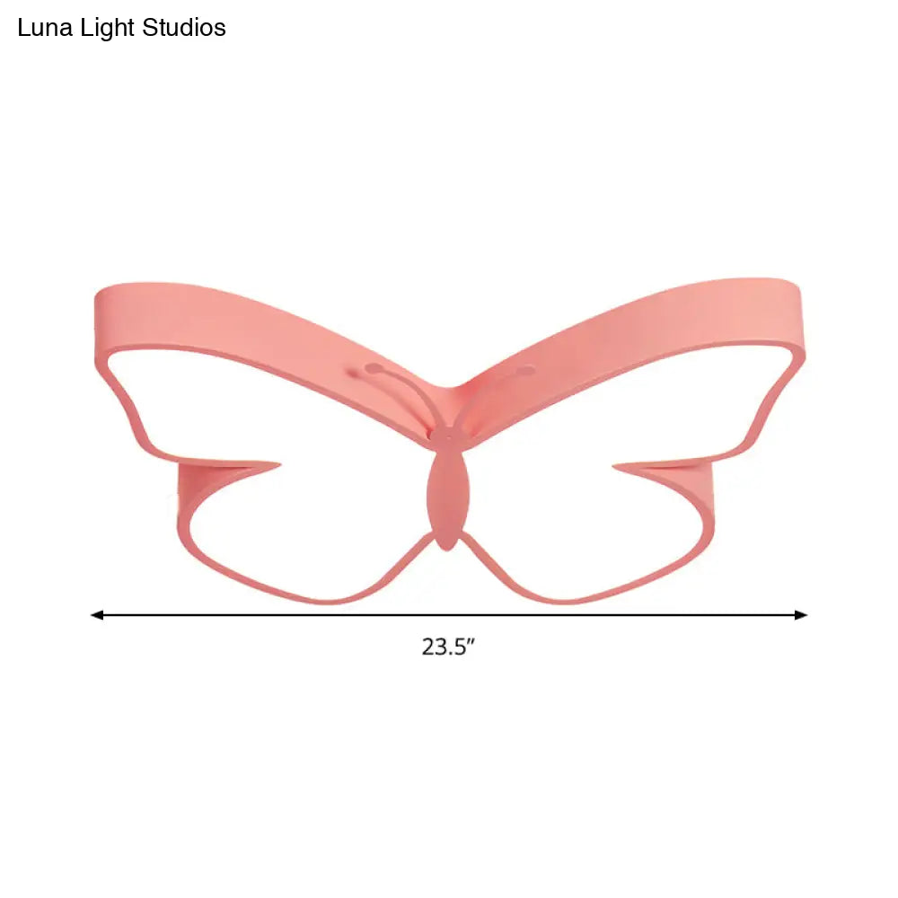 DecorBites™ Butterfly LED Flush Mount Lamp in Warm/White Light, 19.5"/23.5" Width - White/Pink/Blue Cartoon Acrylic Design