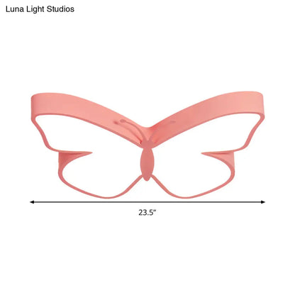 DecorBites™ Butterfly LED Flush Mount Lamp in Warm/White Light, 19.5"/23.5" Width - White/Pink/Blue Cartoon Acrylic Design